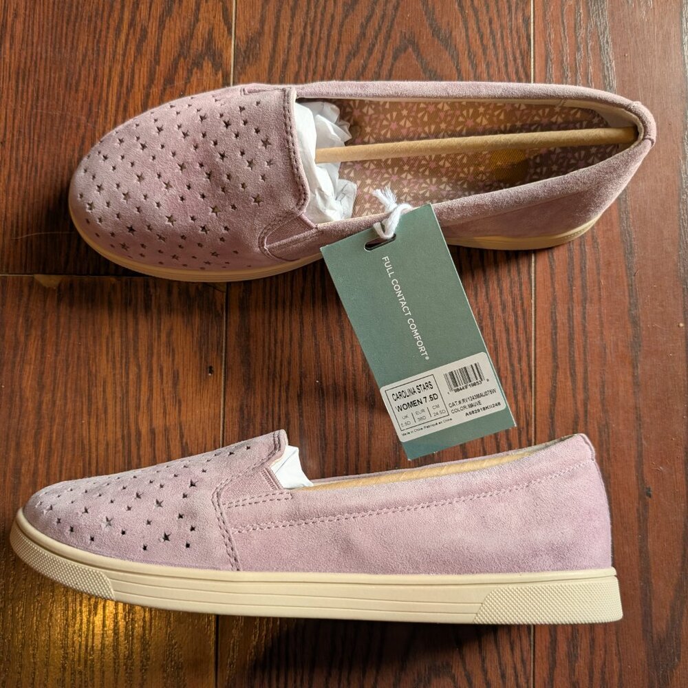 Waco Revitalign Carolina Stars Flats Slip Ons 7.5D Mauve Purple Shoes Whimsy NEW